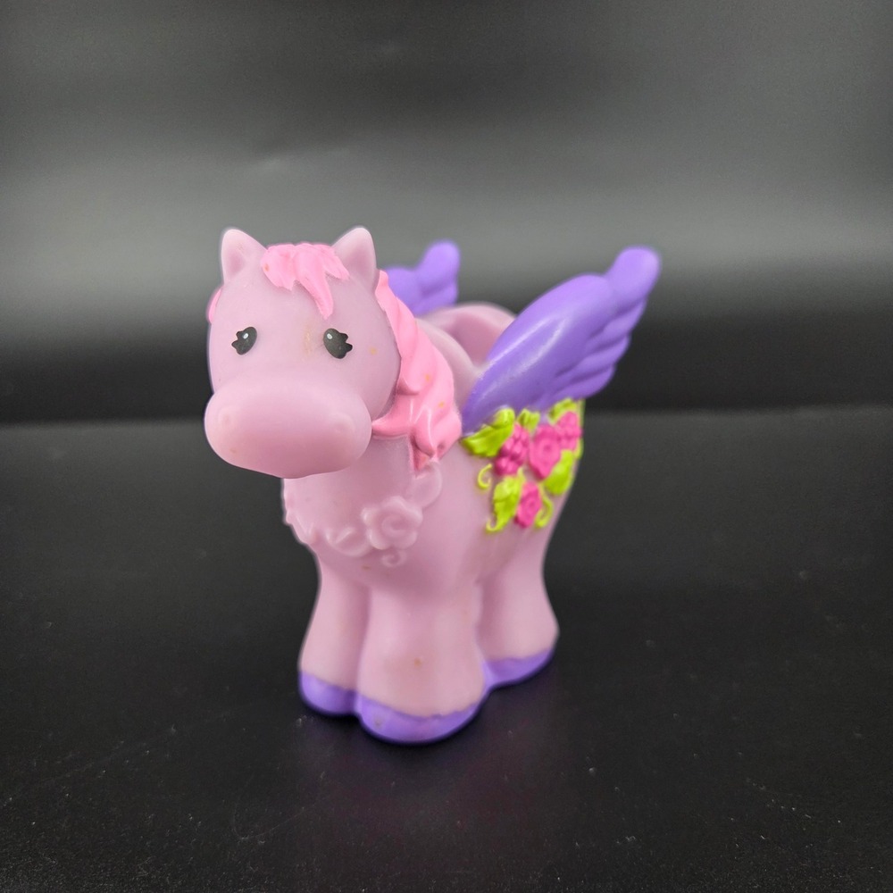 Fisher Price Little People Pegasus Flying Horse Purple Pink Floral Figure 2009